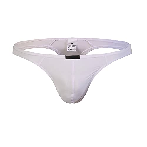 Jockstrap Herren Sexy String Tanga Unterwäsche Eisseide Transparente Durchsichtige Slips Bequeme Unterhosen Stretch Briefs Atmungsaktiv Unterhose Reizwäsche Dessous Höschen Panties G-String (L,Weiß) von Jungerhouse