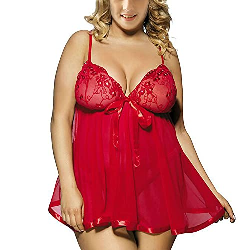 Jungerhouse Damen Sexy Dessous Set Große Größen Erotische Lingerie Unterwäsche Reizwäsche Spitze Nachthemd V-Ausschnitt Negligee Babydoll Mesh Spitzen Nachtwäsche mit G-String Nachtkleid (6XL,Rot) Jungerhouse Damen Sexy Dessous Set Große Größen Erotische Lingerie Unterwäsche Reizwäsche Spitze Nachthemd V-Ausschnitt Negligee Babydoll Mesh Spitzen Nachtwäsche mit G-String Nachtkleid (6XL,Rot) von Jungerhouse