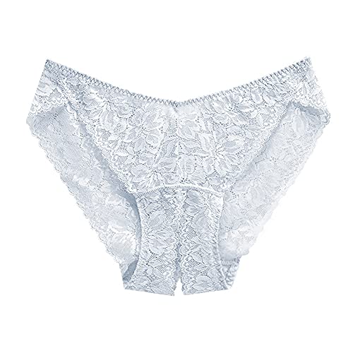 Jungerhouse Damen Sexy Spitze Slips Charmant Crotchless Panties Atmungsaktive Ouvert-Slip Höschen Hohl Strings Unterwäsche Transparente Ouvertslip Tanga Offenem Schritt Unterhosen Thong (L,Hellgrau) von Jungerhouse