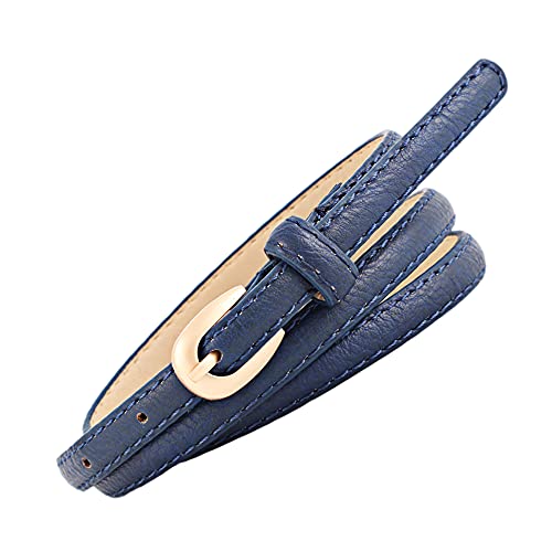 Jungerhouse Damen Skinny PU Leder Dünner Gürtel Einfarbig Super Schmal Belt Taillengürtel für Jeans Kleid in Dornschließe Retro Leder Gürtel (Länge 103cm Breite 1cm,Dunkelblau) von Jungerhouse