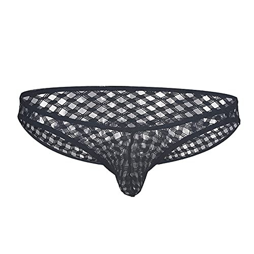 Jungerhouse Herren Mini G Strings Slips Tanga Männer Unterwäsche Transparent Sexy Low Rise Lover Geschenk Atmubgsaktiven Unterhose (L,schwarz) von Jungerhouse