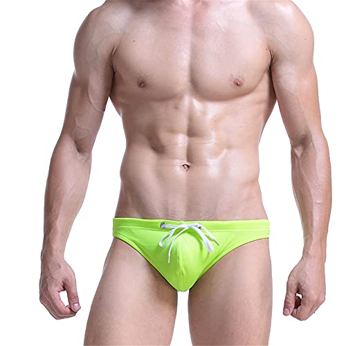 Jungerhouse Sport Herren Mini Brief Bikini Badeanzug Herren Badeslip Kurz Eng String Männer Tanga Schwimmhose Abnehmbares Pad Freizeit Kurze Badehose Slip Dessous (L,grün) von Jungerhouse