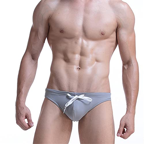 Jungerhouse Sport Herren Mini Brief Bikini Badeanzug Herren Badeslip Kurz Eng String Männer Tanga Schwimmhose Abnehmbares Pad Freizeit Kurze Badehose Slip Dessous (M,grau) von Jungerhouse