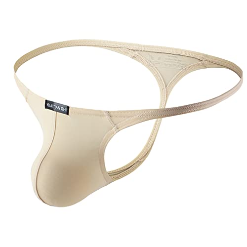 Jungerhouse String Tanga Herren Jockstrap sexy Unterwäsche Männer Slips Thong Sport G-String Weich Dessous Erotik Low-Rise Briefs T-Back Ouvert Sissy Ministring Höschen Stretchy Hipster (L,Beige) von Jungerhouse