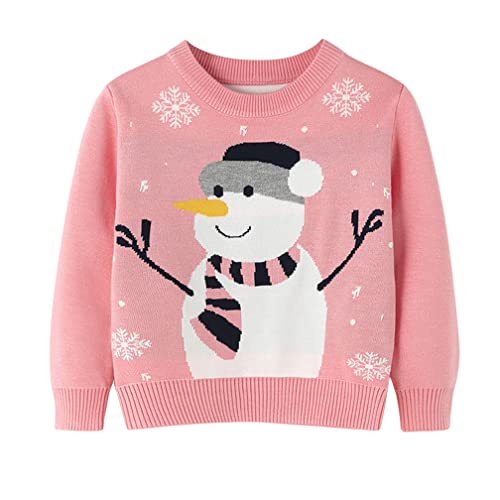 Kinder Mädchen Jungen Weihnachtspullover Strickjacken Sweatshirt Casual Jumper Gestrickt Strickpullover Winter Langarm Sweater Winterpullover Langarmshirt Pullis (Für 140cm(6-7 Jahre),QY233-Rosa) von Jungerhouse