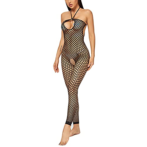 Sexy Erotische Bodystockings Damen Fischernetz Mesh Catsuit Dessous Spitzen Strapsen Unterwäschen Reizwäsche Netz Strumpfhose Hohle Blumen Frauen Bodysuit Dessous Overall Langarm offen im Schritt von Jungerhouse