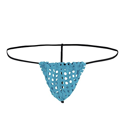 String Tanga sexy Unterwäsche Herren Transparent Netz String Unterhose Reizvolle Jockstrap Brief Slip T-Back Thong Mini Wrestling Unterwäsche Durchsichtige Bikini G-Strings (Blau,L) von Jungerhouse