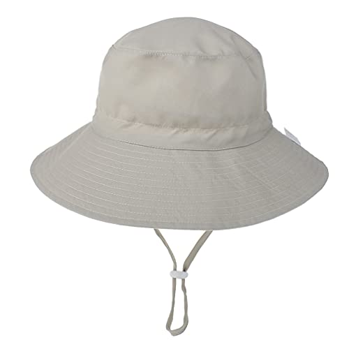 Unisex Baby Kinder Jungen Sonnenhut Eimer Einstellbar Baumwolle Bucket Hut Fischerhut Mütze Eimer Hut mit Verstellbaren Kinnriemen Strandhut Sommerhut Kids (Beige, M) von Jungerhouse