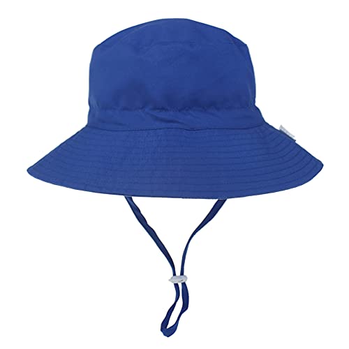 Unisex Baby Kinder Jungen Sonnenhut Eimer Einstellbar Baumwolle Bucket Hut Fischerhut Mütze Eimer Hut mit Verstellbaren Kinnriemen Strandhut Sommerhut Kids (Blau, S) von Jungerhouse