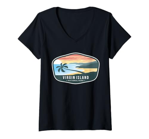 Damen Nationalpark Jungfrau T-Shirt mit V-Ausschnitt Damen Nationalpark Jungfrau T-Shirt mit V-Ausschnitt von Jungferninseln Souvenir Geschenke Nationalpark USA
