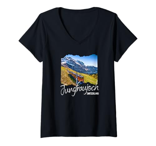 Damen Schweiz Jungfraujoch Souvenir/Jungfraujoch T-Shirt mit V-Ausschnitt Damen Schweiz Jungfraujoch Souvenir/Jungfraujoch T-Shirt mit V-Ausschnitt von Jungfraujoch Switzerland Souvenir Store