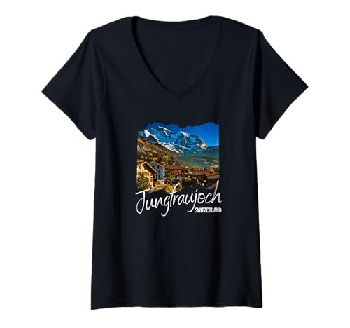 Damen Schweiz Jungfraujoch Souvenir/Jungfraujoch T-Shirt mit V-Ausschnitt Damen Schweiz Jungfraujoch Souvenir/Jungfraujoch T-Shirt mit V-Ausschnitt von Jungfraujoch Switzerland Souvenir Store