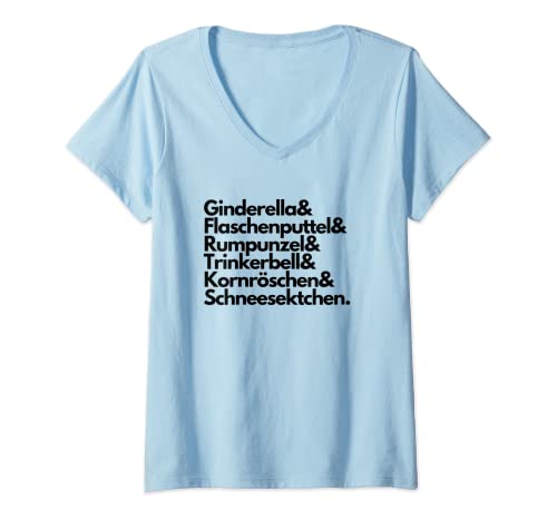 Damen Ginderella & Rumpunzel & Trinkerbell & Schneesektchen Lustig T-Shirt mit V-Ausschnitt Damen Ginderella & Rumpunzel & Trinkerbell & Schneesektchen Lustig T-Shirt mit V-Ausschnitt von Junggesellenabschied Aperol Sprüche Funshirt JGA