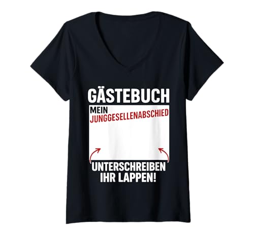 Damen Bräutigam Gästebuch JGA Männer Junggesellenabschied T-Shirt mit V-Ausschnitt Damen Bräutigam Gästebuch JGA Männer Junggesellenabschied T-Shirt mit V-Ausschnitt von Junggesellenabschied Bräutigam JGA Gästebuch