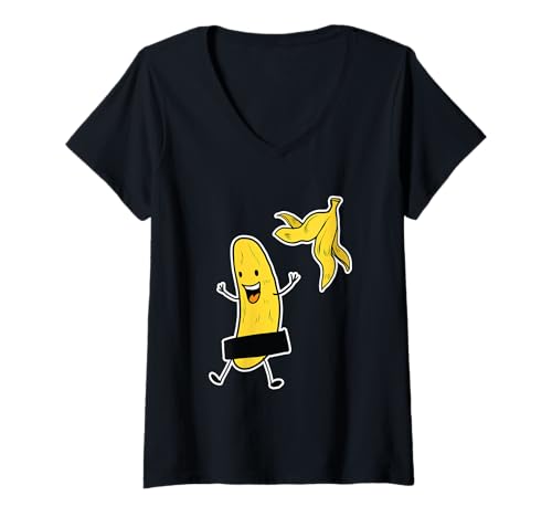 Damen Lustiges Bananen Striptease Outfit für Party Humor JGA T-Shirt mit V-Ausschnitt Damen Lustiges Bananen Striptease Outfit für Party Humor JGA T-Shirt mit V-Ausschnitt von Junggesellenabschied Design Banane Herren Damen