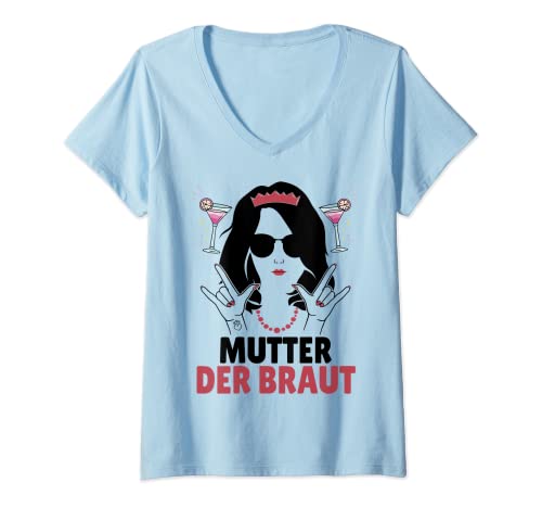Damen Mutter der Braut Junggesellenabschied JGA Deko Accessoires T-Shirt mit V-Ausschnitt Damen Mutter der Braut Junggesellenabschied JGA Deko Accessoires T-Shirt mit V-Ausschnitt von Junggesellenabschied Frauen Braut Team Bride