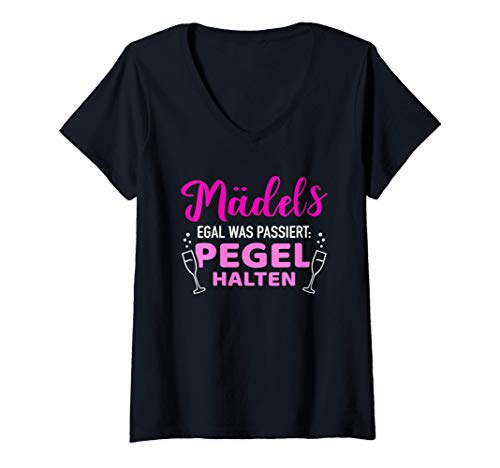Damen Mädels egal was passiert Pegel halten Junggesellenabschied T-Shirt mit V-Ausschnitt Damen Mädels egal was passiert Pegel halten Junggesellenabschied T-Shirt mit V-Ausschnitt von Junggesellenabschied Geschenke
