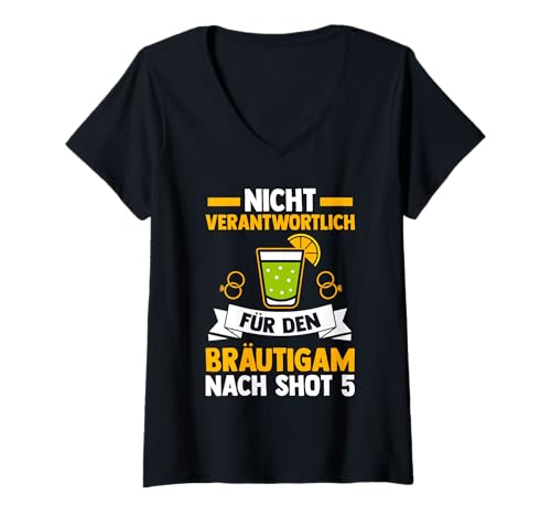 Damen JGA Team Bräutigam Junggesellenabschied T-Shirt mit V-Ausschnitt von Junggesellenabschied Gruppe Poltern