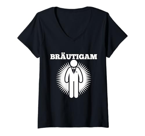 Damen JGA Team Bräutigam Junggesellenabschied T-Shirt mit V-Ausschnitt von Junggesellenabschied Gruppe Poltern