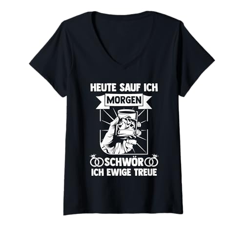 Damen JGA Team Bräutigam Junggesellenabschied T-Shirt mit V-Ausschnitt von Junggesellenabschied Gruppe Poltern