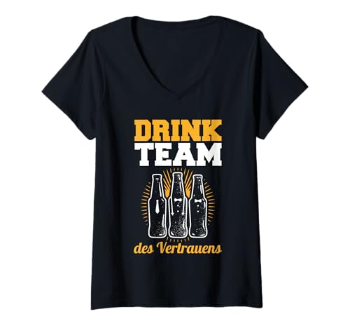 Damen JGA Team Bräutigam Junggesellenabschied T-Shirt mit V-Ausschnitt von Junggesellenabschied Gruppe Poltern