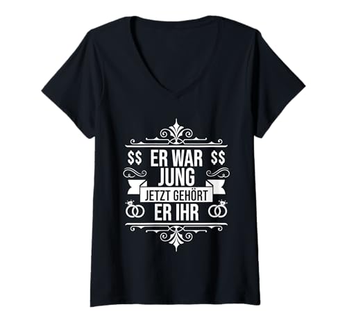 Damen JGA Team Bräutigam Junggesellenabschied T-Shirt mit V-Ausschnitt von Junggesellenabschied Gruppe Poltern
