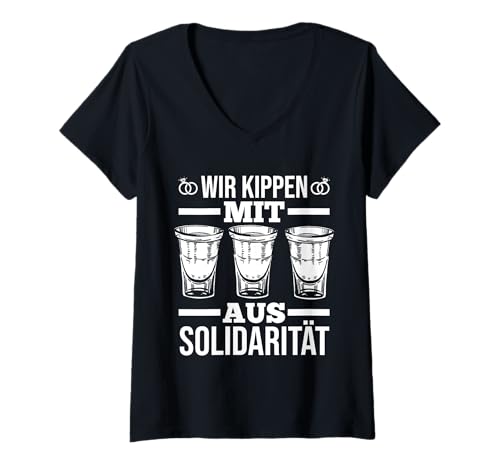 Damen JGA Team Bräutigam Junggesellenabschied T-Shirt mit V-Ausschnitt von Junggesellenabschied Gruppe Poltern