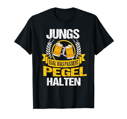 Lustig Party - Jungs egal was passiert Pegel halten Bier T-Shirt Lustig Party - Jungs egal was passiert Pegel halten Bier T-Shirt von Junggesellenabschied Männer Bräutigam & Geschenke