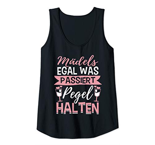 Damen Lustig Junggesellinnen Abschied - Mädels Pegel halten saufen Tank Top von Junggesellenabschied Party Alkohol Gruppe Geschenk