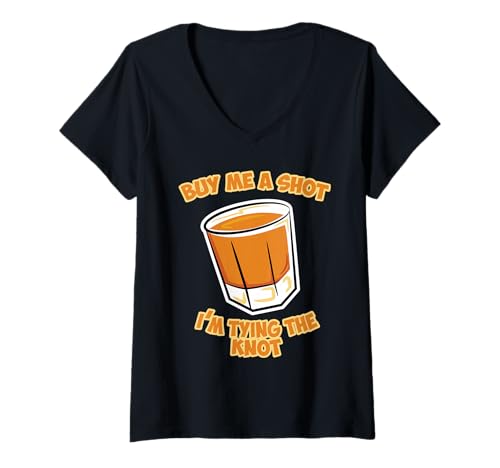 Damen Funny Junggesellen Party Bräutigam Shot Tying The Knot Men T-Shirt mit V-Ausschnitt von Junggesellenabschied Party Design