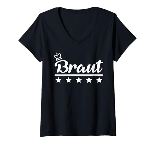 Damen Braut Krone Hochzeit JGA Prinzessin Heirat Ehe Damen Design T-Shirt mit V-Ausschnitt Damen Braut Krone Hochzeit JGA Prinzessin Heirat Ehe Damen Design T-Shirt mit V-Ausschnitt von Junggesellin Hochzeit Abschied Polterabend Frauen