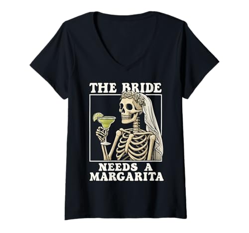 Damen The Bride Needs A Margarita T-Shirt mit V-Ausschnitt Damen The Bride Needs A Margarita T-Shirt mit V-Ausschnitt von Junggesellin Zukünftige Braut Margarita Brautparty