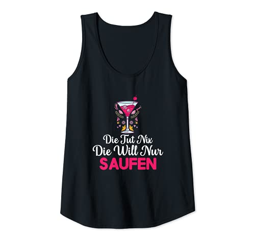 Junggesellinnen und Mädels Party Tour Damen Die tut nix die will nur saufen Tank Top Schwarz S von Junggesellinnen und Mädels Party Tour