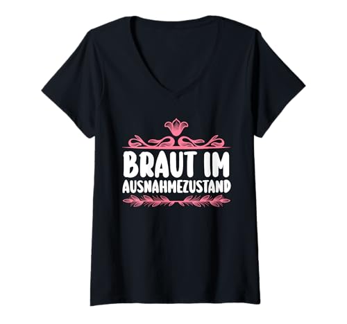 Damen JGA Team Braut Junggesellinnenabschied T-Shirt mit V-Ausschnitt von Junggesellinnenabschied Gruppe Poltern