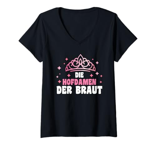 Damen JGA Team Braut Junggesellinnenabschied T-Shirt mit V-Ausschnitt von Junggesellinnenabschied Gruppe Poltern