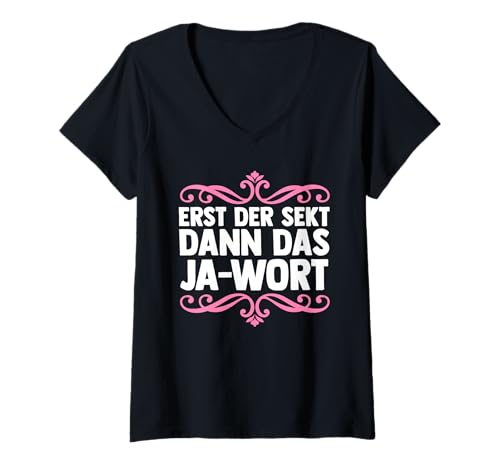 Damen JGA Team Braut Junggesellinnenabschied T-Shirt mit V-Ausschnitt von Junggesellinnenabschied Gruppe Poltern
