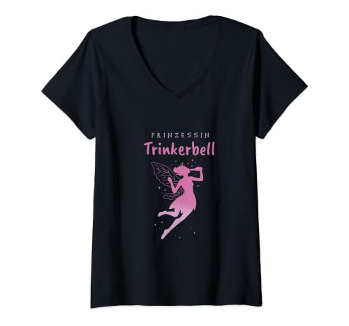 Damen Prinzessin Trinkerbell Fee T-Shirt mit V-Ausschnitt Damen Prinzessin Trinkerbell Fee T-Shirt mit V-Ausschnitt von Junggesellinnenabschied JGA Hochzeit Party