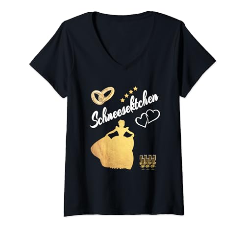 Damen Lustiges Junggesellinnenabschied Schneesektchen T-Shirt mit V-Ausschnitt von Junggesellinnenabschied Shirts & Geschenke