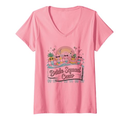 Damen Bride Squad Crew Team Braut JGA Strand Party T-Shirt mit V-Ausschnitt Damen Bride Squad Crew Team Braut JGA Strand Party T-Shirt mit V-Ausschnitt von Junggesellinnenabschied Team Braut Strand