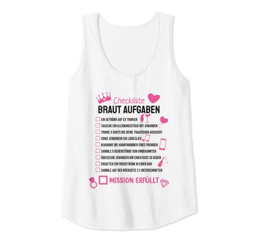 Damen Braut Aufgaben Polterabend Junggesellenabschied JGA Tank Top Damen Braut Aufgaben Polterabend Junggesellenabschied JGA Tank Top von Junggesellinnenabschied Team Braut