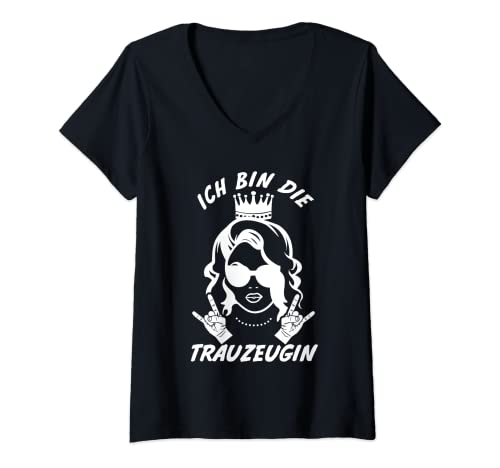 Damen Trauzeugin Hochzeit Rocker Heiraten Junggesellinnenabschied T-Shirt mit V-Ausschnitt Damen Trauzeugin Hochzeit Rocker Heiraten Junggesellinnenabschied T-Shirt mit V-Ausschnitt von Junggesellinnenabschied Team Braut