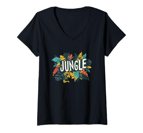 Damen Buntes Dschungel-Kostüm T-Shirt mit V-Ausschnitt Damen Buntes Dschungel-Kostüm T-Shirt mit V-Ausschnitt von Jungle Outfit