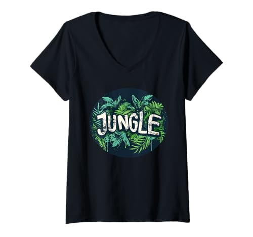 Damen Stylisches Dschungel-Design für trendige Outfits T-Shirt mit V-Ausschnitt Damen Stylisches Dschungel-Design für trendige Outfits T-Shirt mit V-Ausschnitt von Jungle Outfit