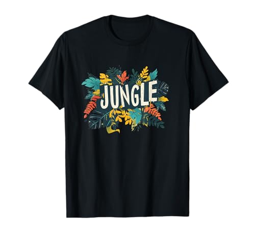 Jungle Outfit Damen Dschungel-T-Shirt Schwarz S U-Ausschnitt Kurzarm Klassisch Pull-On Reguläre Passform Small EU von Jungle Outfit