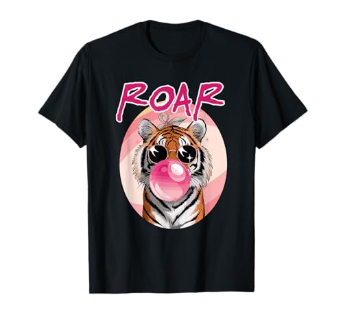 Roar Bubblegum Tiger Lustiges Mädchen T-Shirt Roar Bubblegum Tiger Lustiges Mädchen T-Shirt von Jungle Sass Bubblegum Animal