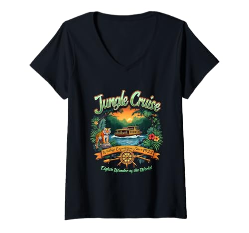 Damen Wildlife VBS 2025 Park Cruise Trip Vintage Dschungel T-Shirt mit V-Ausschnitt Damen Wildlife VBS 2025 Park Cruise Trip Vintage Dschungel T-Shirt mit V-Ausschnitt von Jungle Vacation Bible School Kids Youth