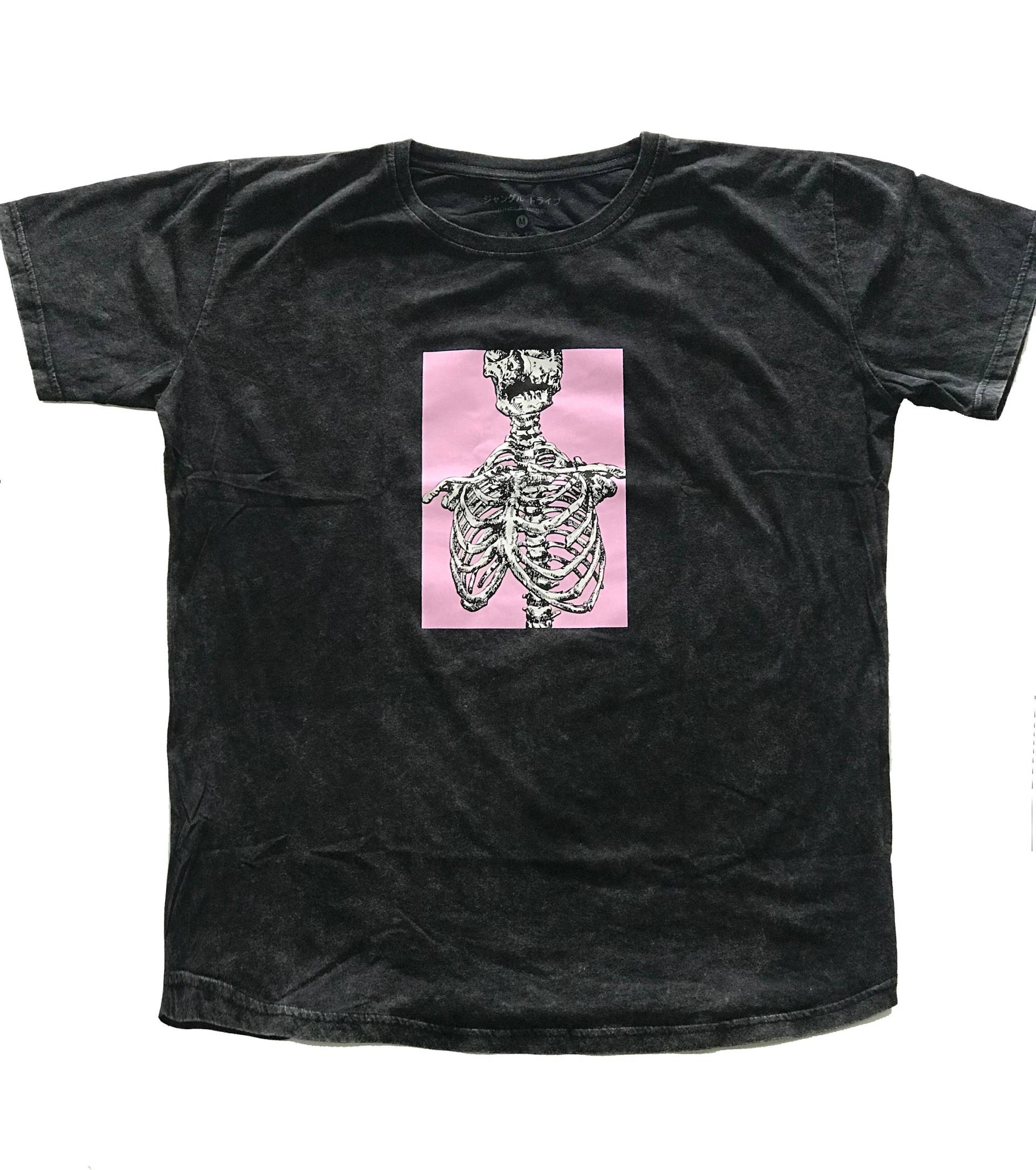 Das Grässliche Rosa Distressed Unisex Boxy Skeleton T-Shirt von JungleTribe