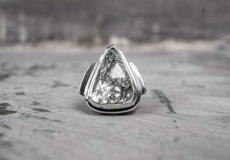 Rutilquarzstein Ring in 925 Sterling Silber von JungleTribe