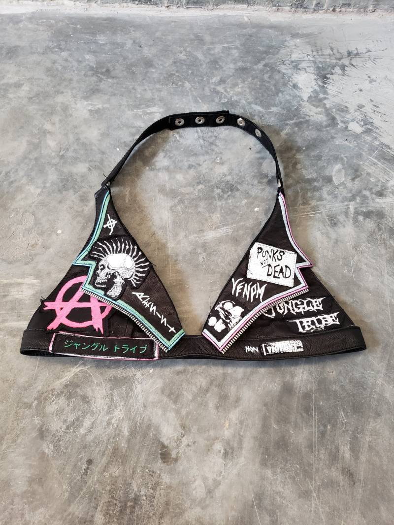 Venom Und Dampf Punk Leder Neckholder Top Bh von JungleTribe