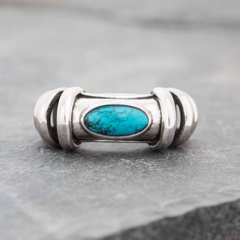 Kingman Türkis Silber Ring, Arizona Ringe Für Frauen, Männer, Sterling Ring von JungleTribeJewelry